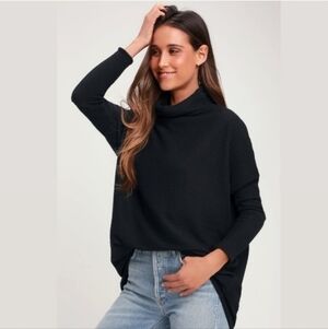 We The Free Kitty Black Oversized Thermal Top